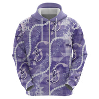 Japanese Koi Fish Zip Hoodie Purple Wagara Palaka Honohono Pikake Lei LT9 - Polynesian Pride