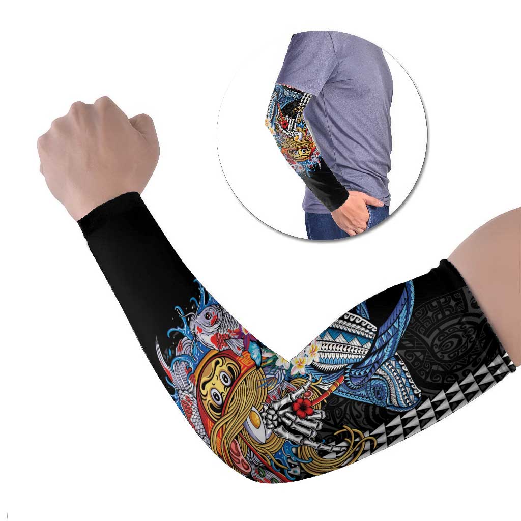 Personalized Japanese Koi Fish Ramen Arm Sleeves Aloha Shark Kakau Pattern
