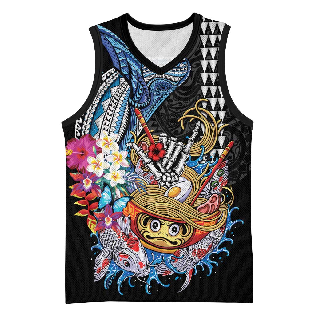 Personalized Japanese Koi Fish Ramen Basketball Jersey Aloha Shark Kakau Pattern
