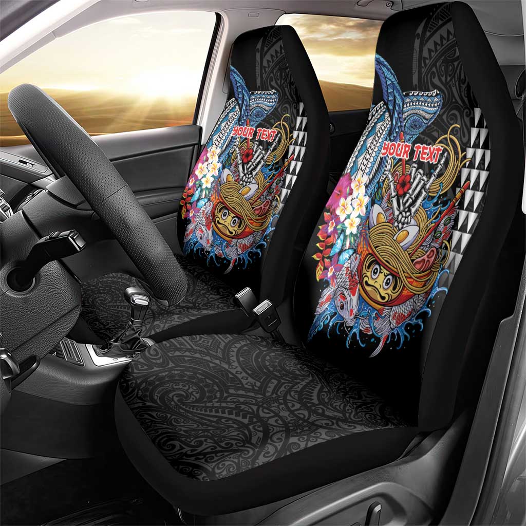 Personalized Japanese Koi Fish Ramen Car Seat Cover Aloha Shark Kakau Pattern