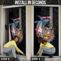 Personalized Japanese Koi Fish Ramen Door Cover Aloha Shark Kakau Pattern