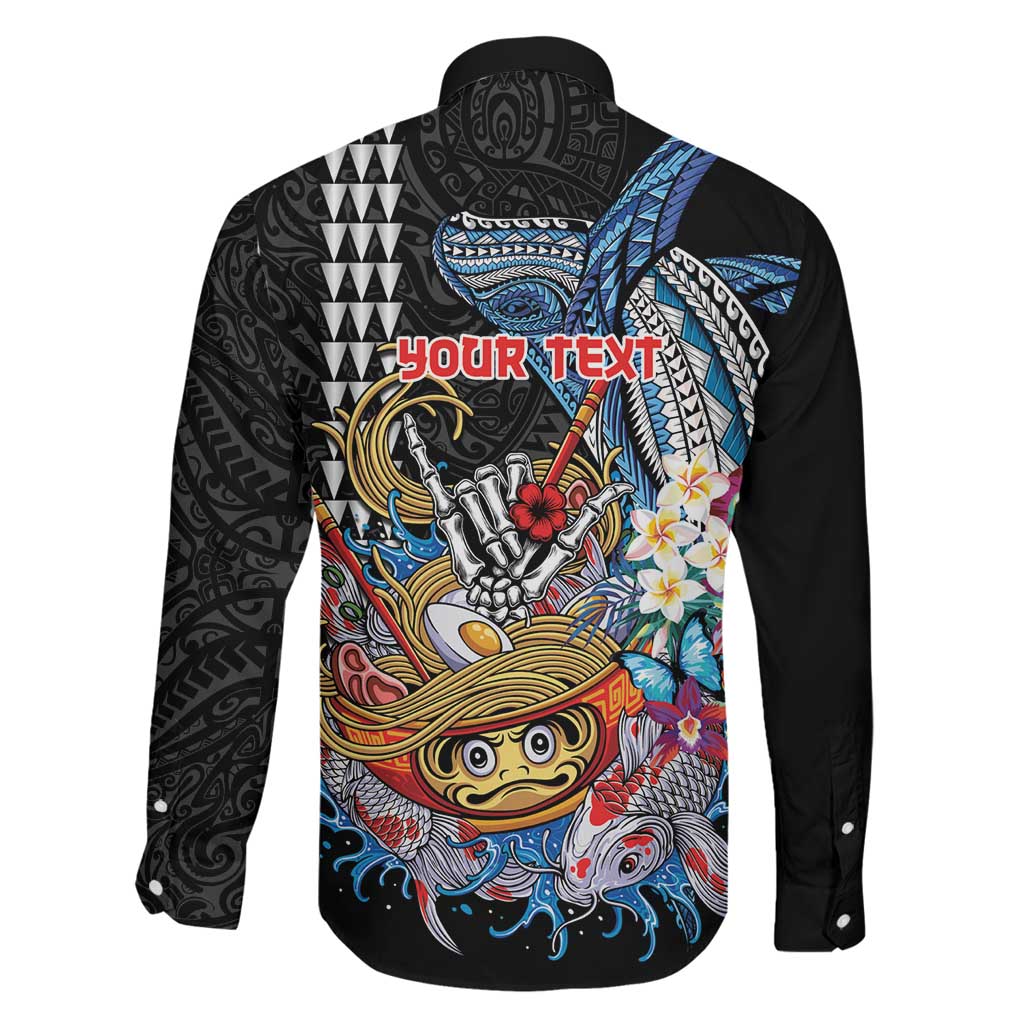 Personalized Japanese Koi Fish Ramen Family Matching Off The Shoulder Long Sleeve Dress and Hawaiian Shirt Aloha Shark Kakau Pattern LT9 - Polynesian Pride