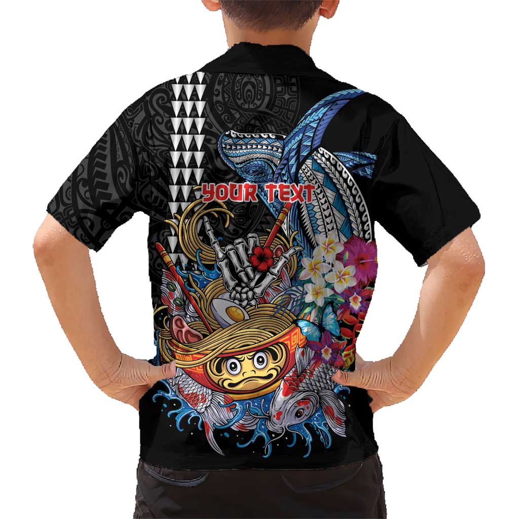 Personalized Japanese Koi Fish Ramen Family Matching Off Shoulder Short Dress and Hawaiian Shirt Aloha Shark Kakau Pattern LT9 - Polynesian Pride