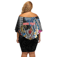 Personalized Japanese Koi Fish Ramen Family Matching Off Shoulder Short Dress and Hawaiian Shirt Aloha Shark Kakau Pattern LT9 - Polynesian Pride