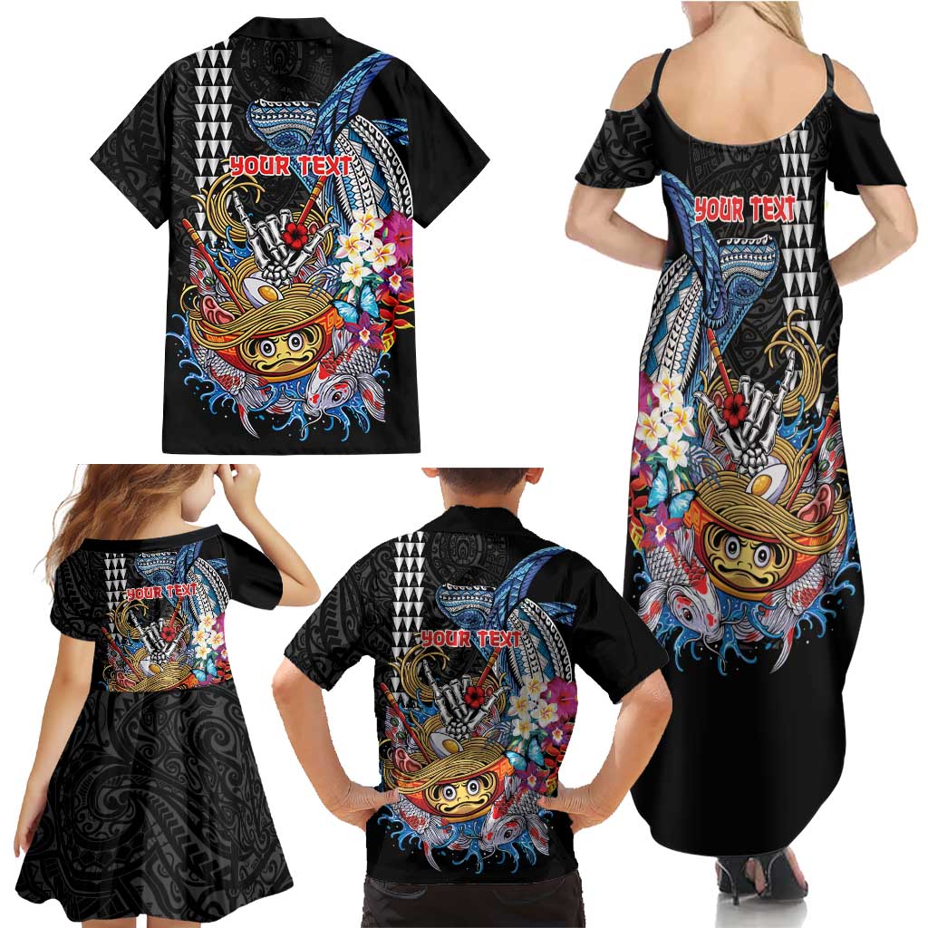 Personalized Japanese Koi Fish Ramen Family Matching Summer Maxi Dress and Hawaiian Shirt Aloha Shark Kakau Pattern LT9 - Polynesian Pride