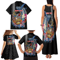 Personalized Japanese Koi Fish Ramen Family Matching Tank Maxi Dress and Hawaiian Shirt Aloha Shark Kakau Pattern LT9 - Polynesian Pride