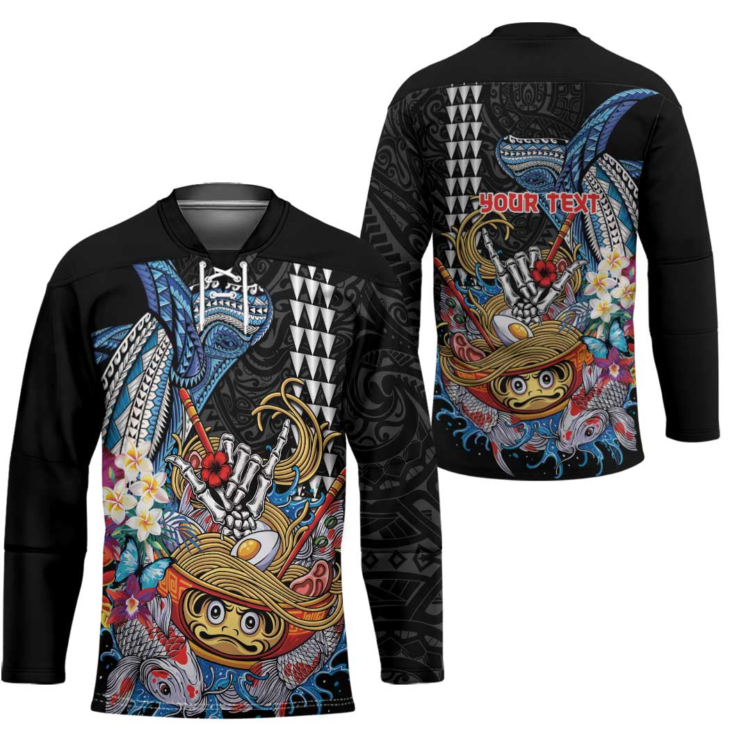 Personalized Japanese Koi Fish Ramen Hockey Jersey Aloha Shark Kakau Pattern