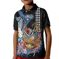 Personalized Japanese Koi Fish Ramen Kid Polo Shirt Aloha Shark Kakau Pattern