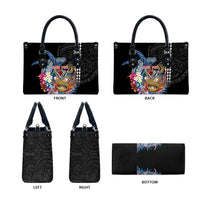 Personalized Japanese Koi Fish Ramen Leather Bag Aloha Shark Kakau Pattern