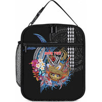 Personalized Japanese Koi Fish Ramen Lunch Bag Aloha Shark Kakau Pattern LT9 10.2 × 8.3 × 4.3 inch Black - Polynesian Pride