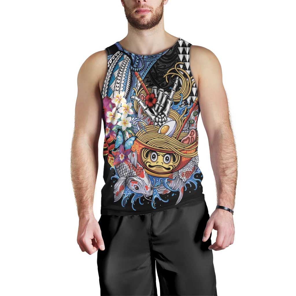 Personalized Japanese Koi Fish Ramen Men Tank Top Aloha Shark Kakau Pattern