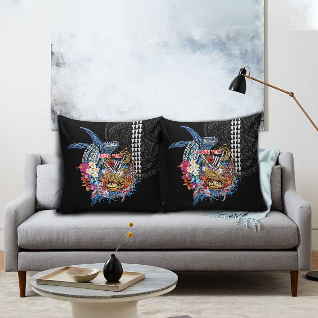 Personalized Japanese Koi Fish Ramen Pillow Cover Aloha Shark Kakau Pattern