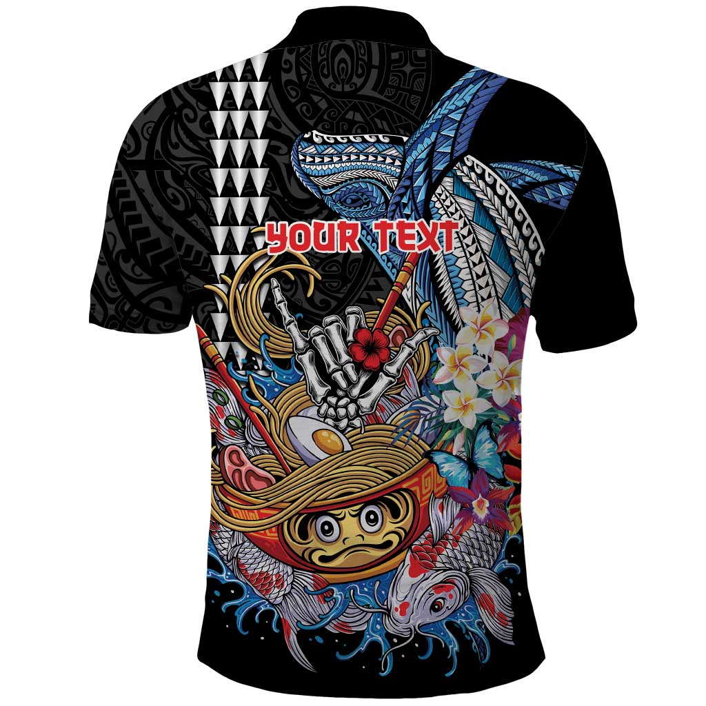 Personalized Japanese Koi Fish Ramen Polo Shirt Aloha Shark Kakau Pattern