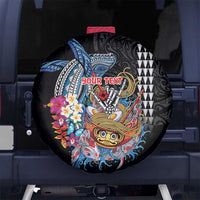 Personalized Japanese Koi Fish Ramen Spare Tire Cover Aloha Shark Kakau Pattern LT9 No hole Black - Polynesian Pride