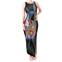 Personalized Japanese Koi Fish Ramen Tank Maxi Dress Aloha Shark Kakau Pattern LT9 Women Black - Polynesian Pride