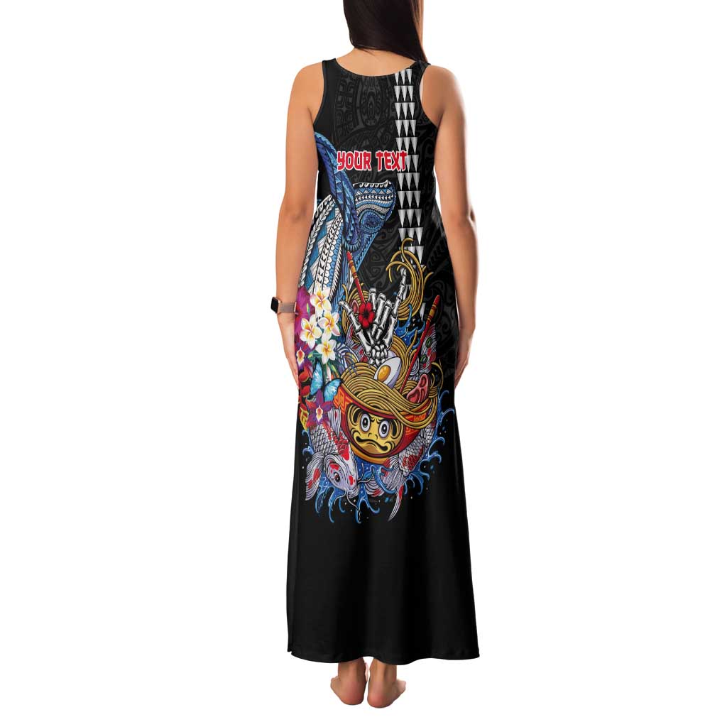 Personalized Japanese Koi Fish Ramen Tank Maxi Dress Aloha Shark Kakau Pattern LT9 - Polynesian Pride