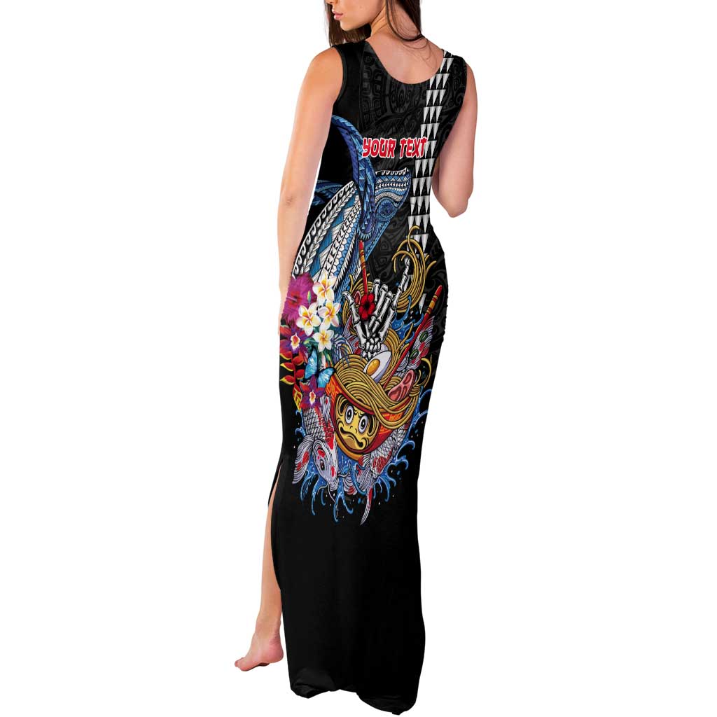Personalized Japanese Koi Fish Ramen Tank Maxi Dress Aloha Shark Kakau Pattern LT9 - Polynesian Pride