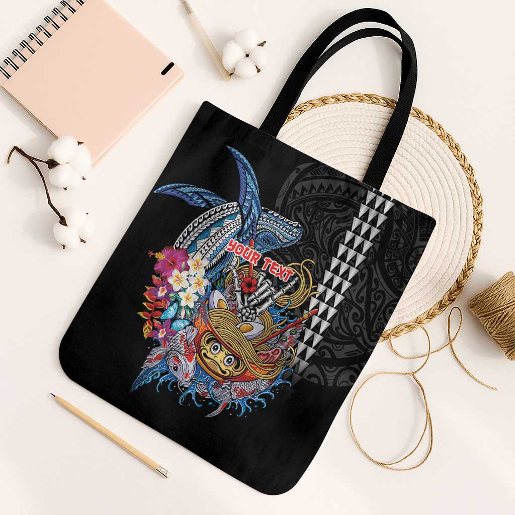 Personalized Japanese Koi Fish Ramen Tote Bag Aloha Shark Kakau Pattern
