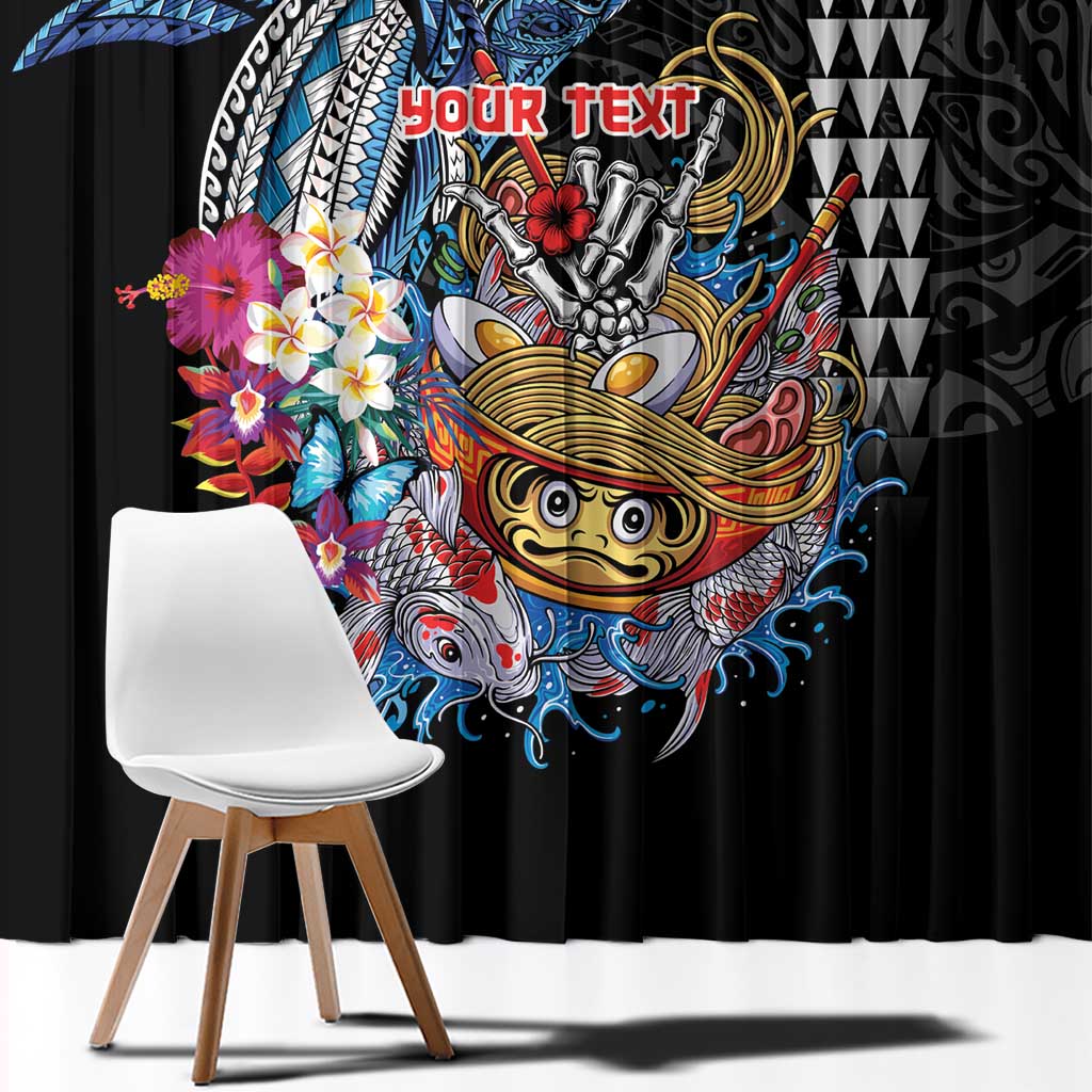 Personalized Japanese Koi Fish Ramen Window Curtain Aloha Shark Kakau Pattern