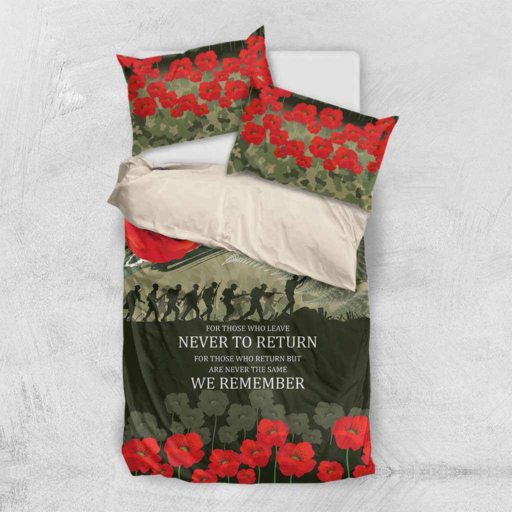 ANZAC Day We Remember Bedding Set Maori Silver Fern Camouflage Motif LT9 US Twin 172cm x 218cm Green - Polynesian Pride