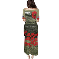 ANZAC Day We Remember Family Matching Puletasi and Hawaiian Shirt Maori Silver Fern Camouflage Motif LT9 - Polynesian Pride