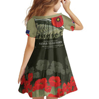 ANZAC Day We Remember Family Matching Short Sleeve Bodycon Dress and Hawaiian Shirt Maori Silver Fern Camouflage Motif LT9 - Polynesian Pride