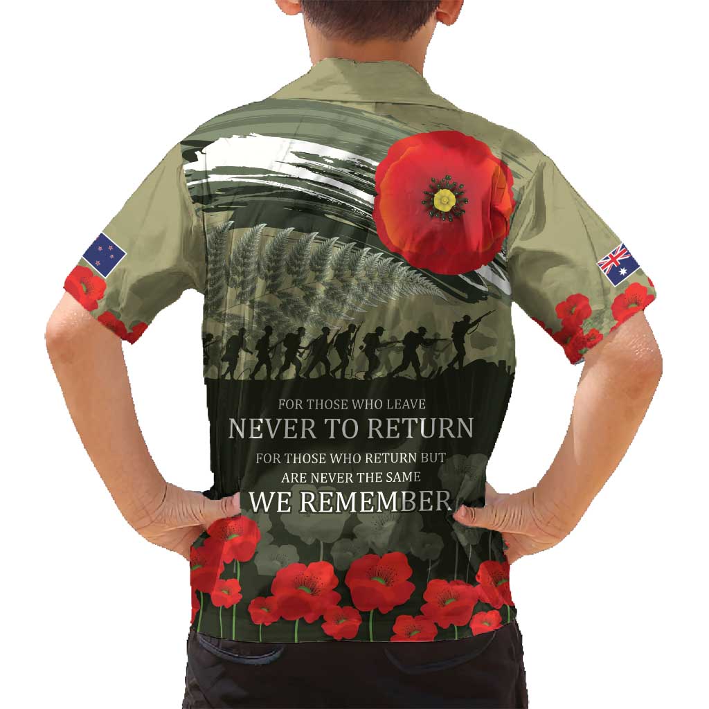 ANZAC Day We Remember Family Matching Summer Maxi Dress and Hawaiian Shirt Maori Silver Fern Camouflage Motif LT9 - Polynesian Pride