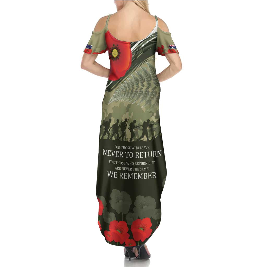 ANZAC Day We Remember Family Matching Summer Maxi Dress and Hawaiian Shirt Maori Silver Fern Camouflage Motif LT9 - Polynesian Pride