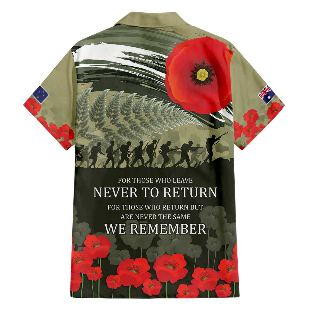 ANZAC Day We Remember Family Matching Tank Maxi Dress and Hawaiian Shirt Maori Silver Fern Camouflage Motif LT9 - Polynesian Pride