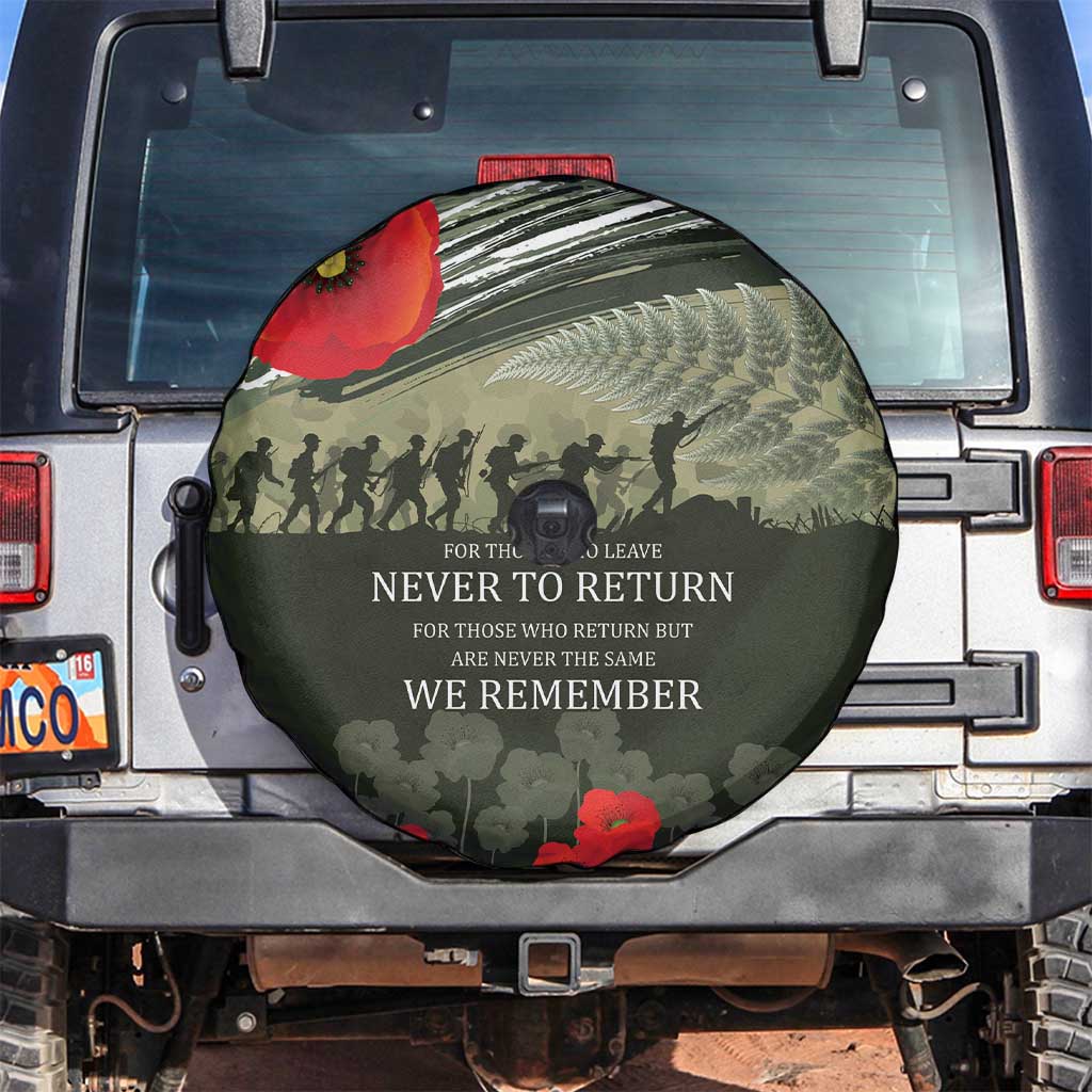ANZAC Day We Remember Spare Tire Cover Maori Silver Fern Camouflage Motif LT9 Green - Polynesian Pride