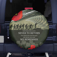 ANZAC Day We Remember Spare Tire Cover Maori Silver Fern Camouflage Motif LT9 No hole Green - Polynesian Pride