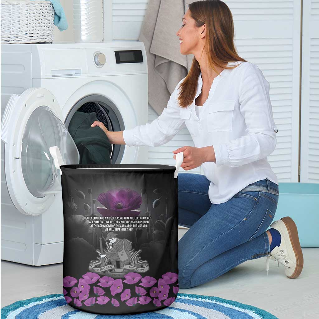 ANZAC Day Remembrance Laundry Basket Purple Poppy We Will Remember Them