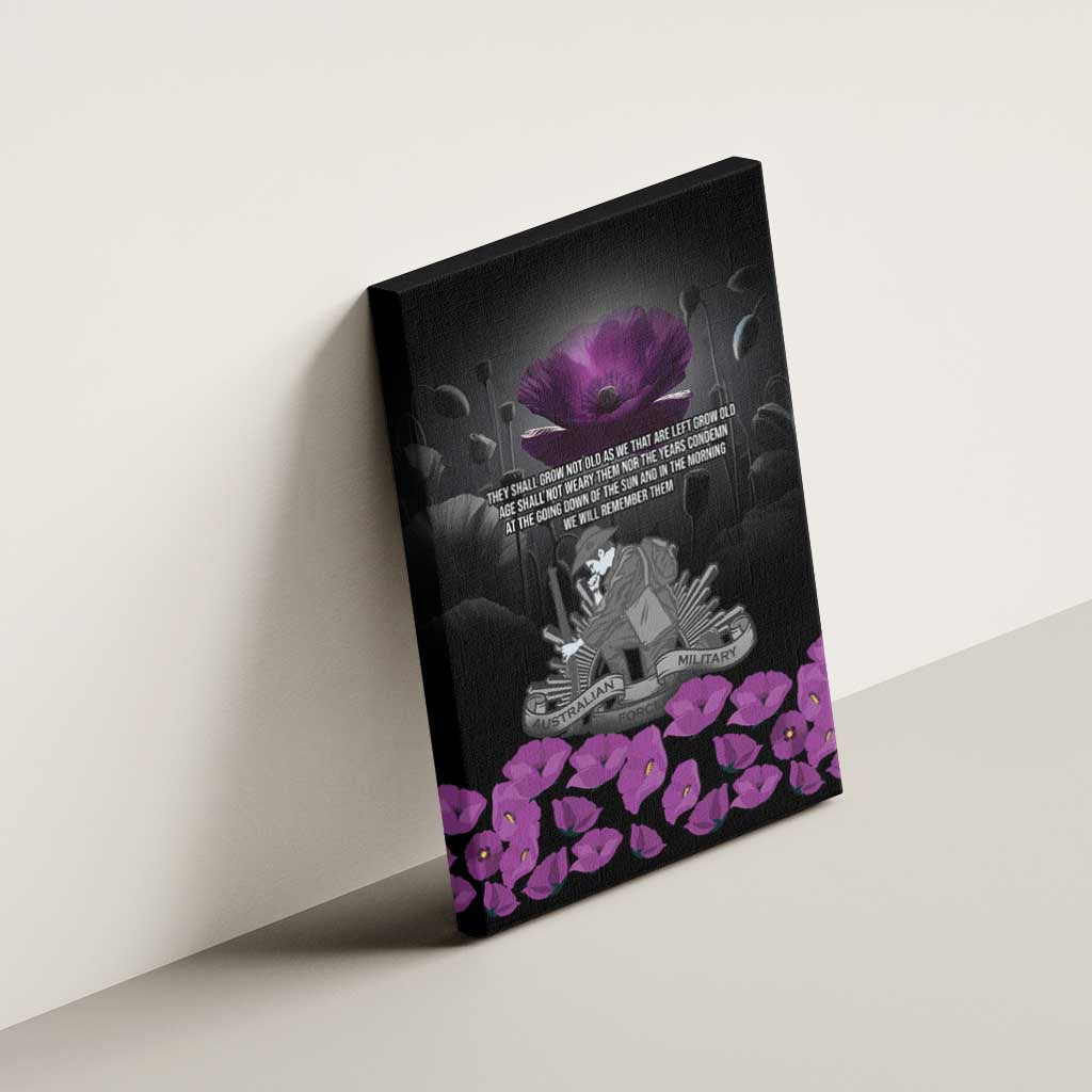 ANZAC Day Remembrance Canvas Wall Art Purple Poppy We Will Remember Them