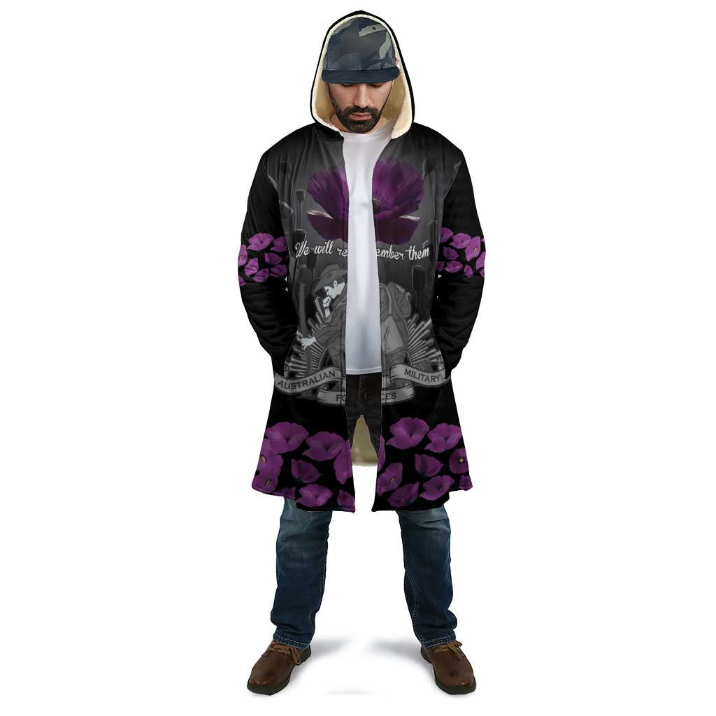 ANZAC Day Remembrance Cloak Purple Poppy We Will Remember Them