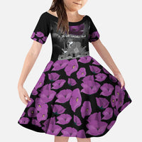 ANZAC Day Remembrance Family Matching Off Shoulder Maxi Dress and Hawaiian Shirt Purple Poppy We Will Remember Them LT9 Daughter's Dress Purple - Polynesian Pride