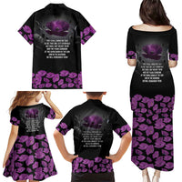 ANZAC Day Remembrance Family Matching Puletasi and Hawaiian Shirt Purple Poppy We Will Remember Them LT9 - Polynesian Pride