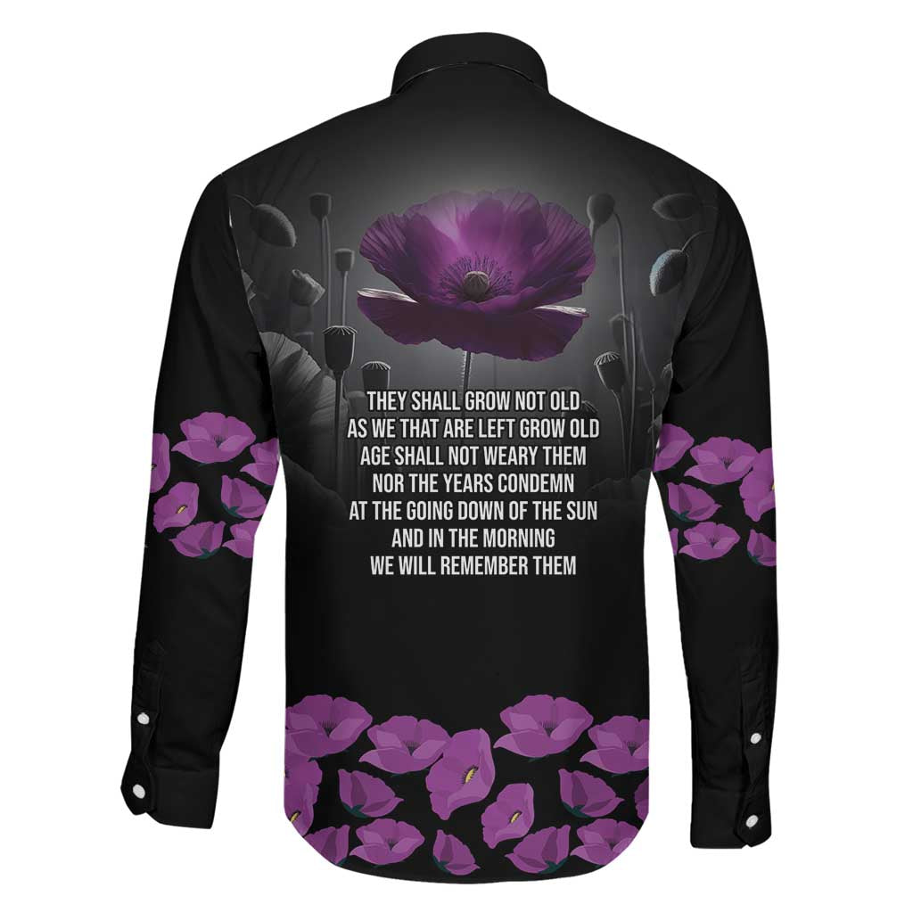ANZAC Day Remembrance Family Matching Puletasi and Hawaiian Shirt Purple Poppy We Will Remember Them LT9 - Polynesian Pride