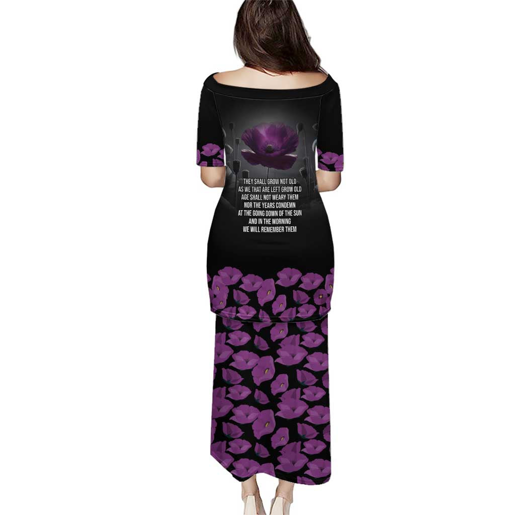 ANZAC Day Remembrance Family Matching Puletasi and Hawaiian Shirt Purple Poppy We Will Remember Them LT9 - Polynesian Pride