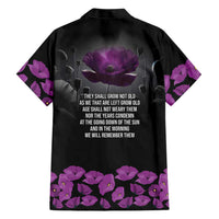 ANZAC Day Remembrance Family Matching Short Sleeve Bodycon Dress and Hawaiian Shirt Purple Poppy We Will Remember Them LT9 - Polynesian Pride