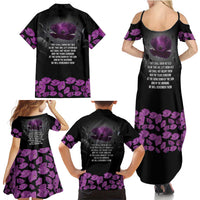 ANZAC Day Remembrance Family Matching Summer Maxi Dress and Hawaiian Shirt Purple Poppy We Will Remember Them LT9 - Polynesian Pride