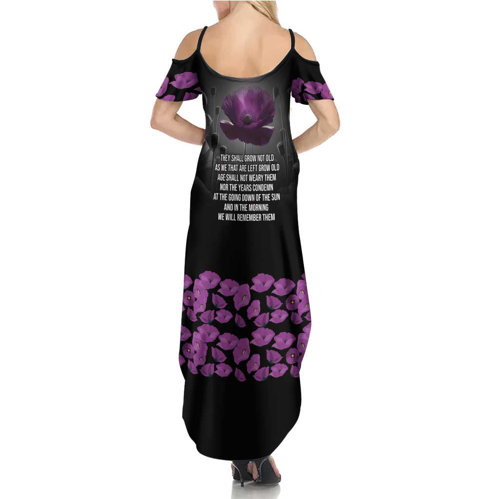 ANZAC Day Remembrance Family Matching Summer Maxi Dress and Hawaiian Shirt Purple Poppy We Will Remember Them LT9 - Polynesian Pride