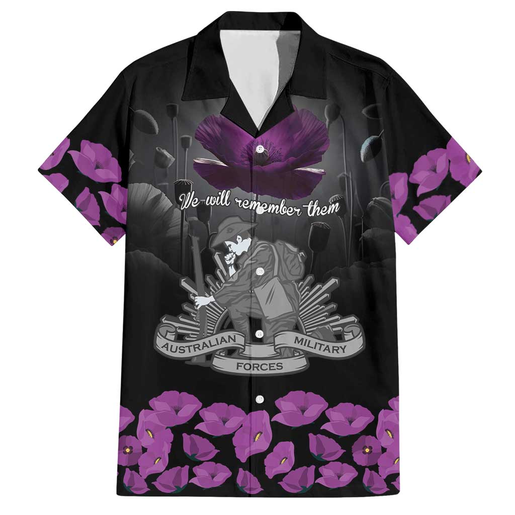 ANZAC Day Remembrance Hawaiian Shirt Purple Poppy We Will Remember Them LT9 Purple - Polynesian Pride