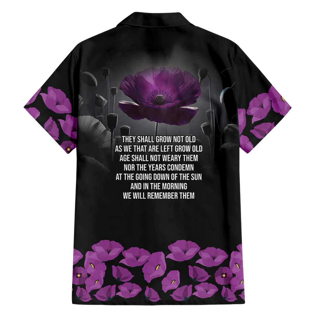 ANZAC Day Remembrance Hawaiian Shirt Purple Poppy We Will Remember Them LT9 - Polynesian Pride