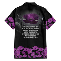 ANZAC Day Remembrance Hawaiian Shirt Purple Poppy We Will Remember Them LT9 - Polynesian Pride