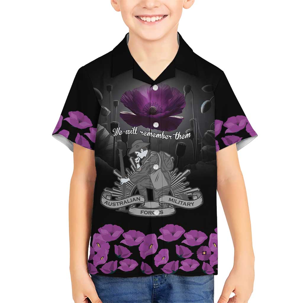 ANZAC Day Remembrance Hawaiian Shirt Purple Poppy We Will Remember Them LT9 - Polynesian Pride