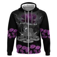 ANZAC Day Remembrance Hoodie Purple Poppy We Will Remember Them LT9 Zip Hoodie Purple - Polynesian Pride