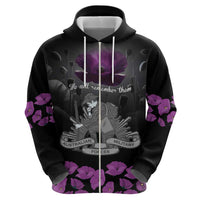 ANZAC Day Remembrance Hoodie Purple Poppy We Will Remember Them LT9 - Polynesian Pride
