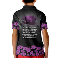 ANZAC Day Remembrance Kid Polo Shirt Purple Poppy We Will Remember Them