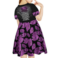 ANZAC Day Remembrance Kid Short Sleeve Dress Purple Poppy We Will Remember Them