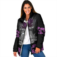 ANZAC Day Remembrance Padded Jacket Purple Poppy We Will Remember Them